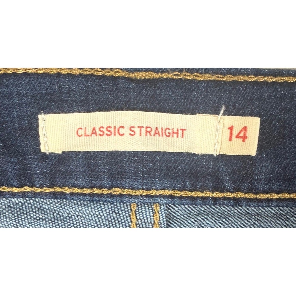 Levis Womens Jeans 14 Classic Straight W32 L28 Dark Wash Blue Denim Stretch - Picture 7 of 8